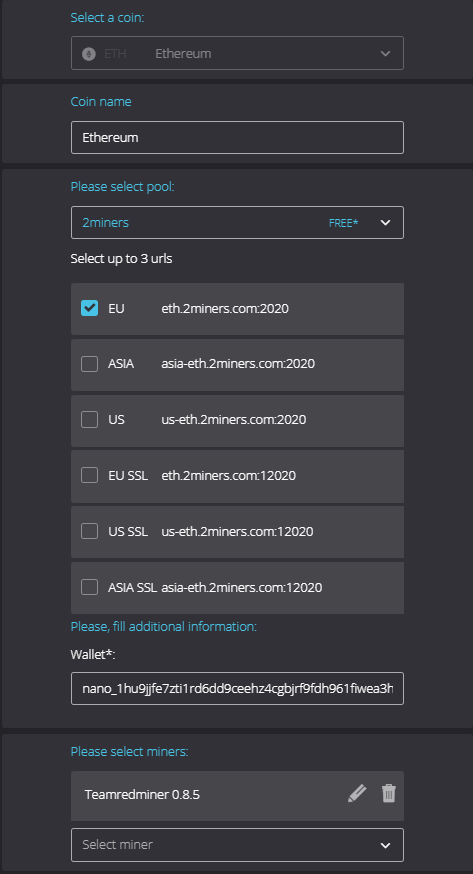 RaveOS NANO settings