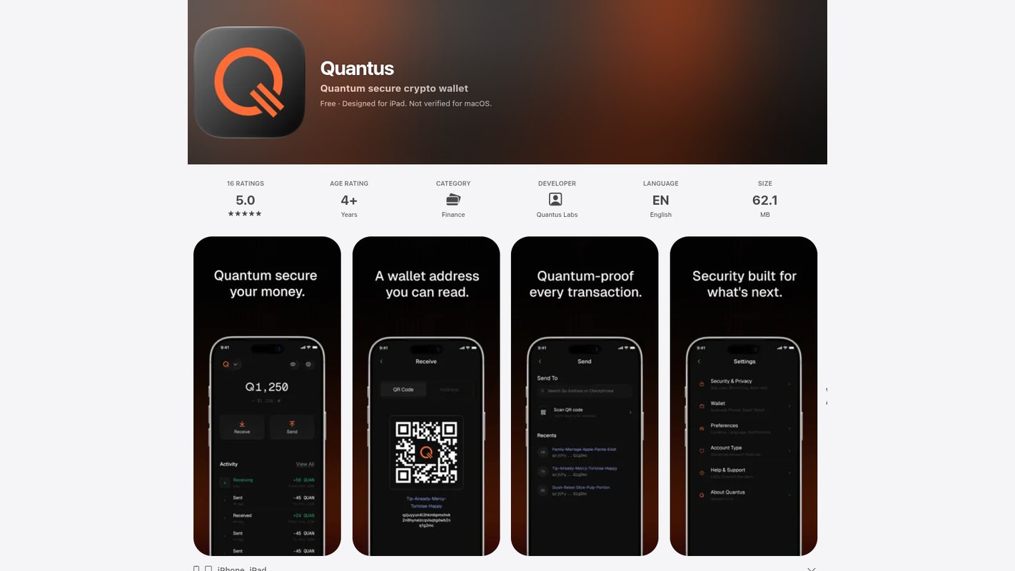 Quantus Wallet mobile app for iOS and Android to create a QTC qz address for mining payouts